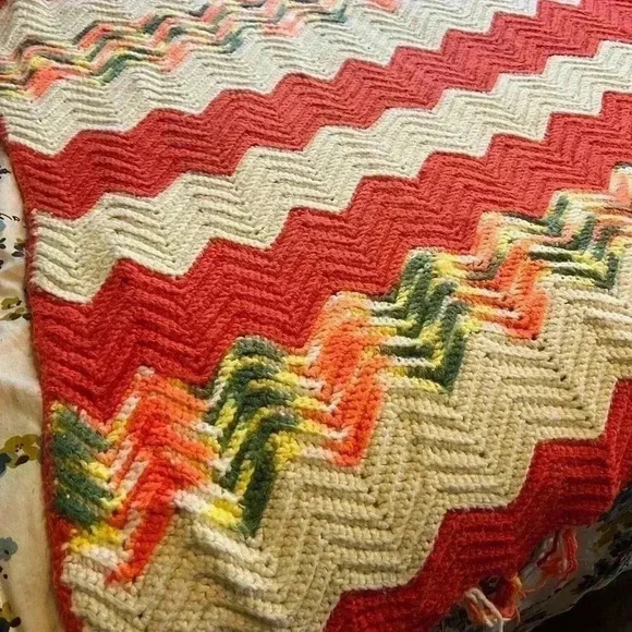 Vintage Hand Crocheted  Lap Afghan - Picture 3 of 3